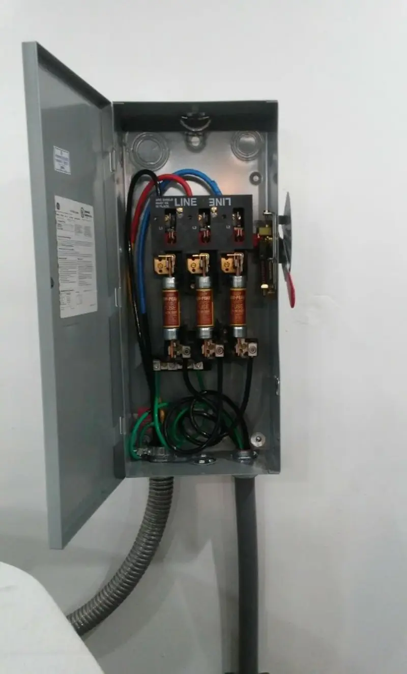 Three-phase disconnect switch installed for Electrical Wiring & Rewiring in Gaines